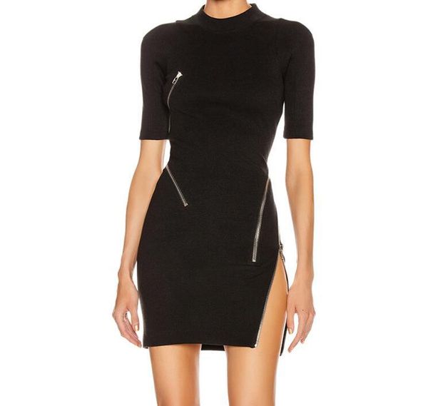 2021 new women summer short sleeve black zipper bandage designer bodycon evening party vestido vvde, Black;gray
2021 new women summer short sleeve black zipper bandage designer bodycon evening party vestido vvde, Black;gray