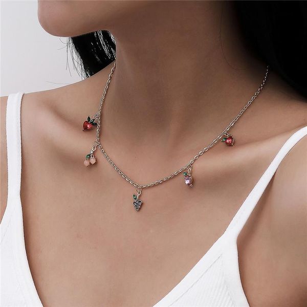 chains korean version fashion creative color fruit clavicle chain jewelry sweet and romantic cherry strawberry set fine female necklace, Silver
chains korean version fashion creative color fruit clavicle chain jewelry sweet and romantic cherry strawberry set fine female necklace, Silver