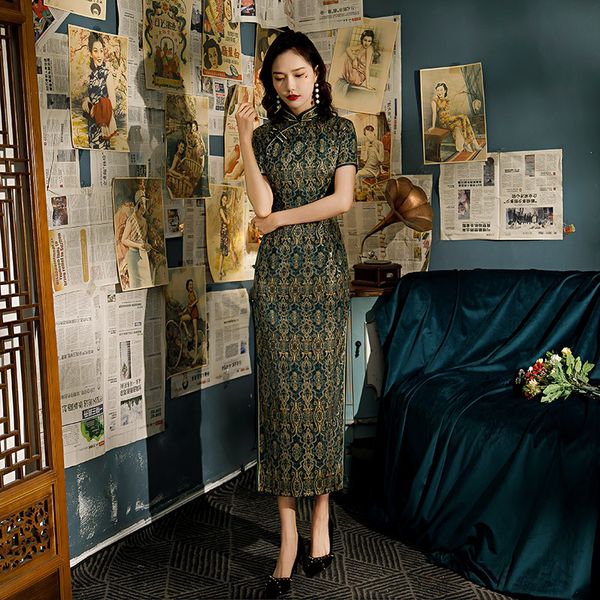 chinese classic flowers printed short sleeve long cheongsam female vintage evening banquet party dress qipao, Red
chinese classic flowers printed short sleeve long cheongsam female vintage evening banquet party dress qipao, Red