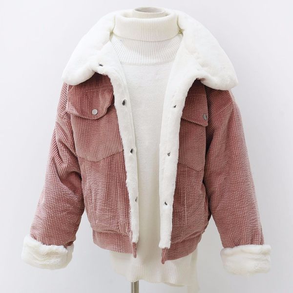 women's corduroy jackets new women loose-thickened coating of lamb wool ladies warm parker female winter coat nyaz, Black;white
women's corduroy jackets new women loose-thickened coating of lamb wool ladies warm parker female winter coat nyaz, Black;white