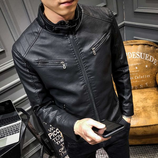 autumn men's clothes slim korean style cool casual stand collar pu short leather jacket youth coat, Black;brown
autumn men's clothes slim korean style cool casual stand collar pu short leather jacket youth coat, Black;brown