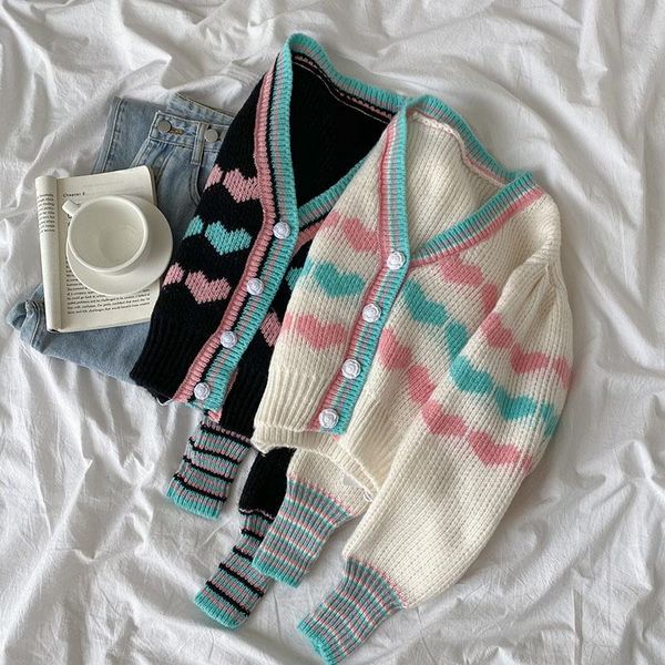 women's knits & tees love stripe contrast sweater women long sleeve loose 2021 autumn cardigan femme fashion oversize, White
women's knits & tees love stripe contrast sweater women long sleeve loose 2021 autumn cardigan femme fashion oversize, White