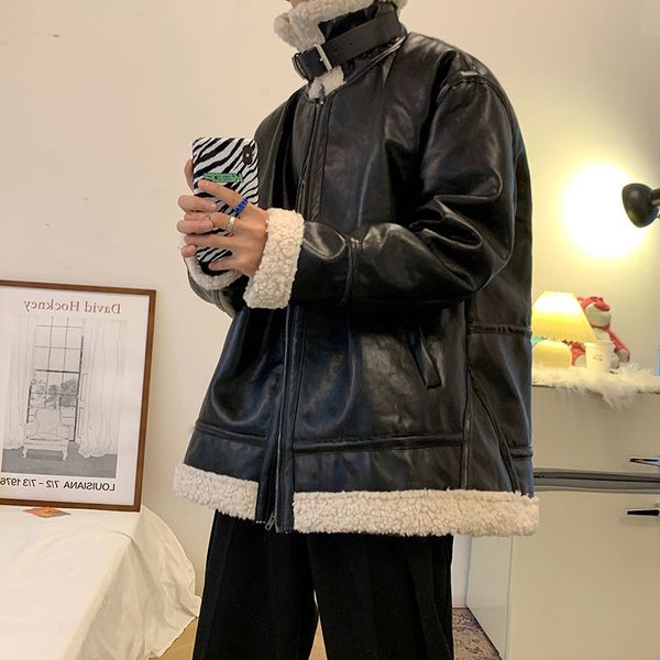 2021 new winter thick jacket men's warmth fashion retro lamb fur leather men streetwear loose korean short coat mens clothes y58w, Black
2021 new winter thick jacket men's warmth fashion retro lamb fur leather men streetwear loose korean short coat mens clothes y58w, Black