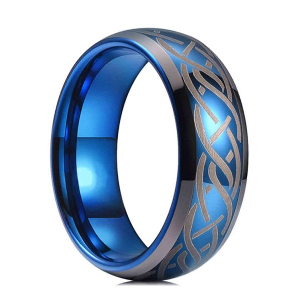 ring goods explosive fashion tungsten steel blue white edge laser pattern men's, Silver
ring goods explosive fashion tungsten steel blue white edge laser pattern men's, Silver