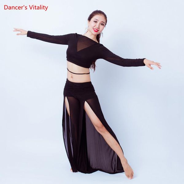 stage wear belly dance suit female temperament tulle long sleeve practice clothes set shirt skirt performance clothing, Black;red
stage wear belly dance suit female temperament tulle long sleeve practice clothes set shirt skirt performance clothing, Black;red