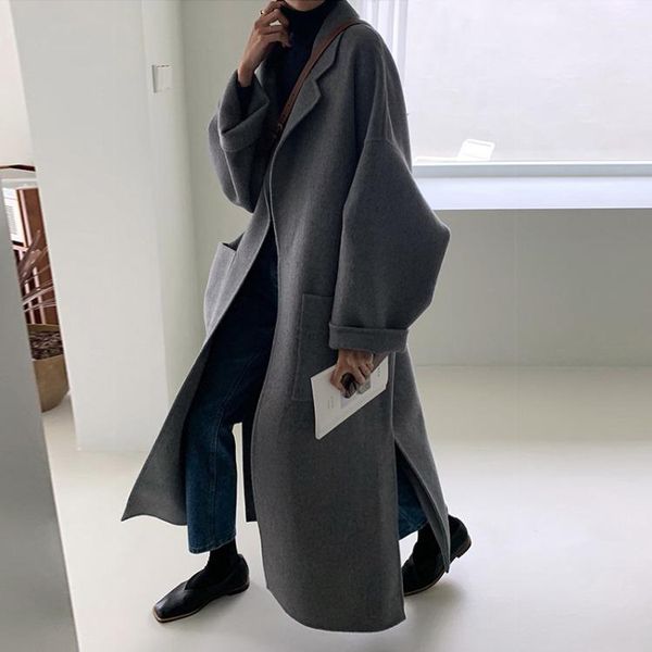women's wool & blends women elegant turn down collar woolen coat autumn and winter long belted windbreaker casaco feminin t112, Black
women's wool & blends women elegant turn down collar woolen coat autumn and winter long belted windbreaker casaco feminin t112, Black