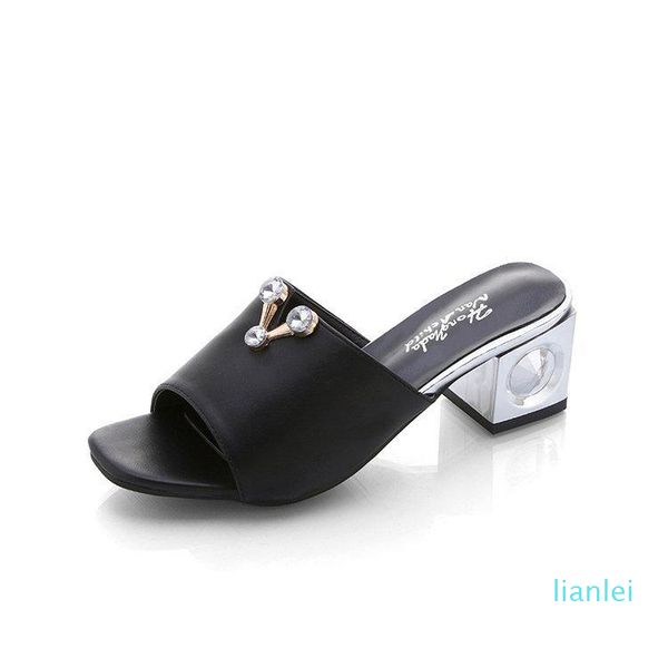 slippers cool women summer fish beak square heel thick fashion slim diamond shoes, Black
slippers cool women summer fish beak square heel thick fashion slim diamond shoes, Black