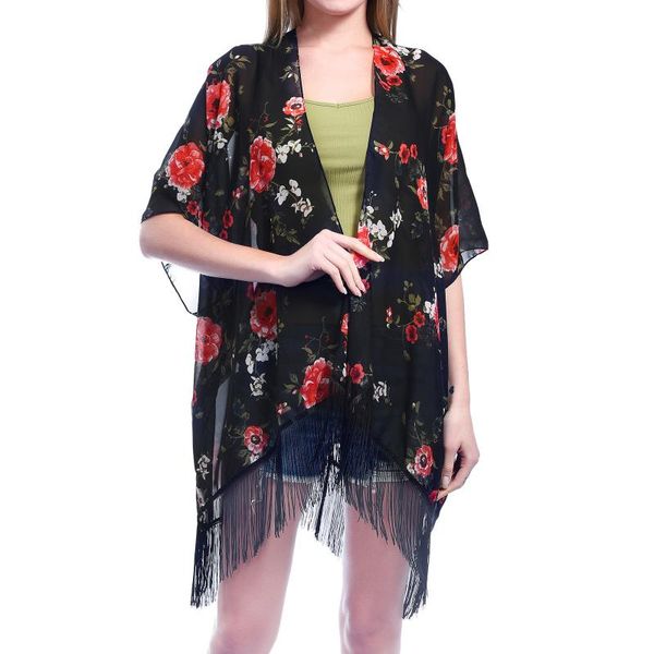 women's swimwear floral print tassel beach dress cover-ups women swimsuit female cover up tunic saida de wear 2021 summer, White;black
women's swimwear floral print tassel beach dress cover-ups women swimsuit female cover up tunic saida de wear 2021 summer, White;black