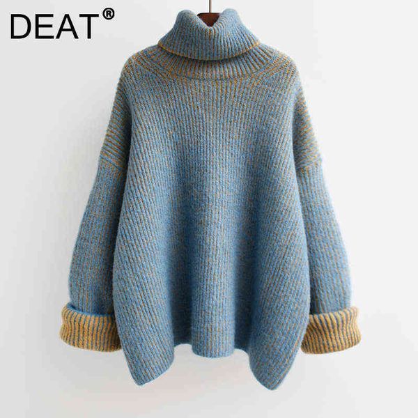 deat women sweater blue warm knitted turtleneck long sleeve casual style loose lazy thick 2021 new autumn fashion 15jk382 y1110, White;black
deat women sweater blue warm knitted turtleneck long sleeve casual style loose lazy thick 2021 new autumn fashion 15jk382 y1110, White;black