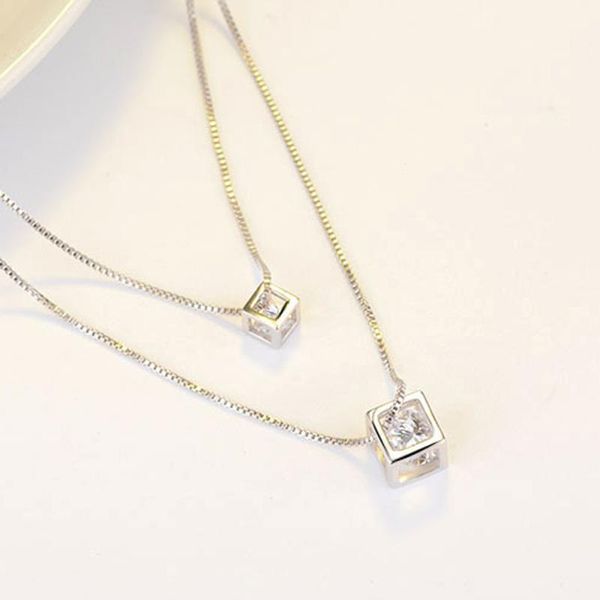 chains simple fashion personality creative design double cubic necklace women, Silver
chains simple fashion personality creative design double cubic necklace women, Silver