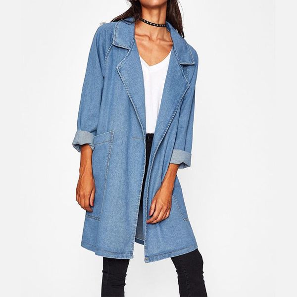 women denim jacket long coats 2021 autumn new personalized big pocket elegant loose casual blue jean jacket womens coats female, Black;brown
women denim jacket long coats 2021 autumn new personalized big pocket elegant loose casual blue jean jacket womens coats female, Black;brown