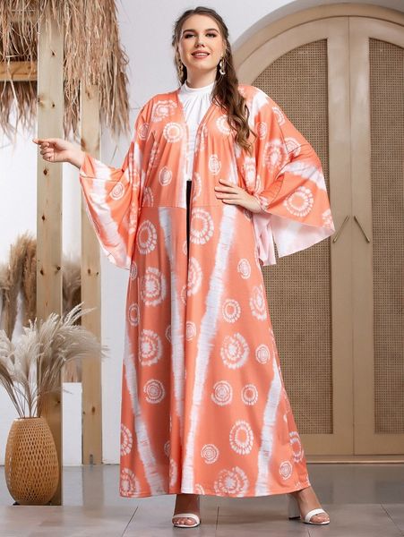 plus tie dye open front longline kimono w5bl#, Black 
plus tie dye open front longline kimono w5bl#, Black