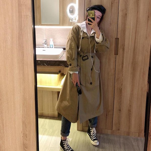 fall winter retro trench coat woman jacket khaki long belt thin section casual jacket streetwear fashion women loose cardigan, Tan;black
fall winter retro trench coat woman jacket khaki long belt thin section casual jacket streetwear fashion women loose cardigan, Tan;black