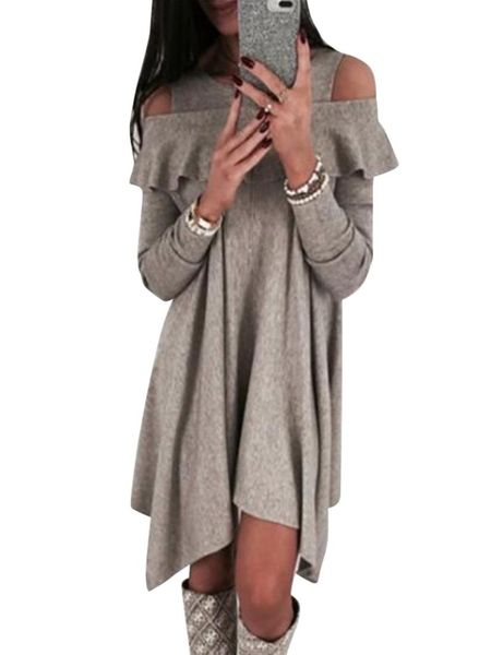 casual dresses 2021 solid gray ruffles knitting loose o-neck dress spring/autumn women fashion party outfits, Black;gray
casual dresses 2021 solid gray ruffles knitting loose o-neck dress spring/autumn women fashion party outfits, Black;gray