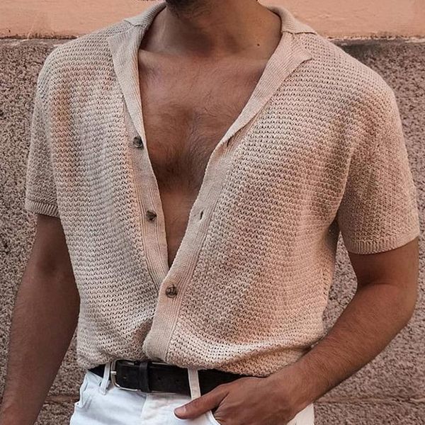 gentleman solid knitted cardigan shirts 2021 spring summer men's poloshirt short sleeve v neck buttons loose clothing, White;black
gentleman solid knitted cardigan shirts 2021 spring summer men's poloshirt short sleeve v neck buttons loose clothing, White;black