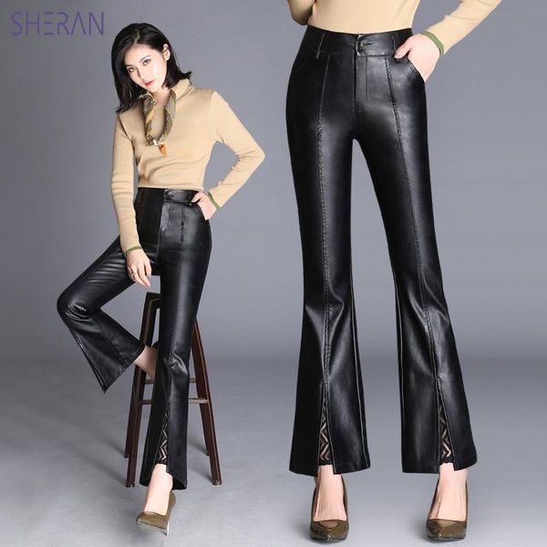 women's pants & capris sheran fashion leather high waist flare black slim thin faux casual trousers winter clothes women, Black;white
women's pants & capris sheran fashion leather high waist flare black slim thin faux casual trousers winter clothes women, Black;white