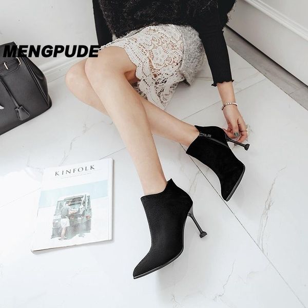 mpd simple autumn and winter suede stiletto boots women's high-heeled cat with pointed ankle boots short-tube women's, Black
mpd simple autumn and winter suede stiletto boots women's high-heeled cat with pointed ankle boots short-tube women's, Black