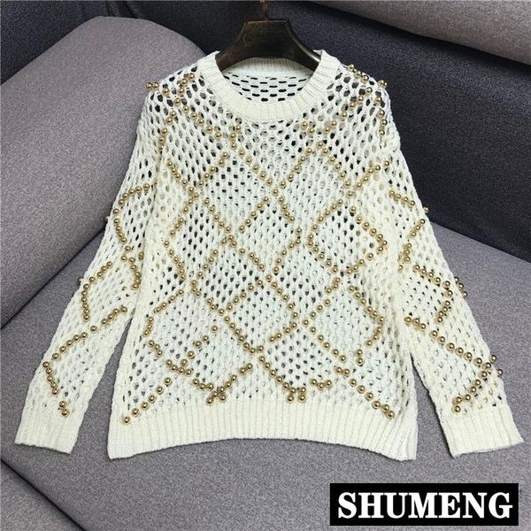 women's sweaters designer sweater autumn and winter 2021 heavy industry pearl hollow black loose pullover jumper knitwear, White;black
women's sweaters designer sweater autumn and winter 2021 heavy industry pearl hollow black loose pullover jumper knitwear, White;black
