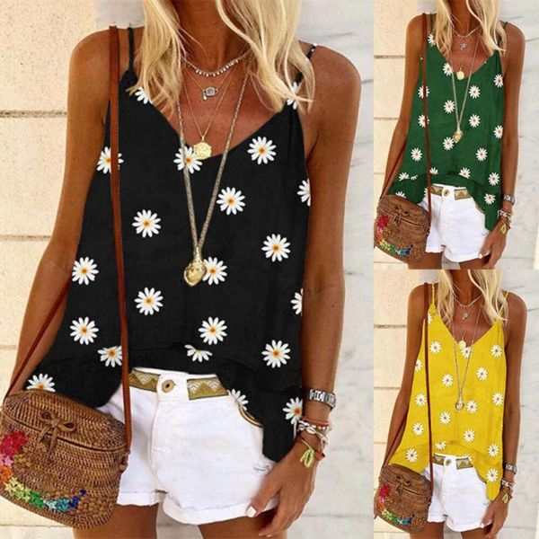 women fashion sunflower print v neck sleeveless marguerite print vest loose blouse, White
women fashion sunflower print v neck sleeveless marguerite print vest loose blouse, White