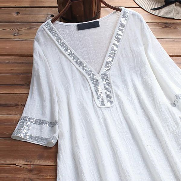 women blouses plus size elegant summer womens ladies sequins patchwork short sleeve shirt pullover tunic shirts roupa, White
women blouses plus size elegant summer womens ladies sequins patchwork short sleeve shirt pullover tunic shirts roupa, White