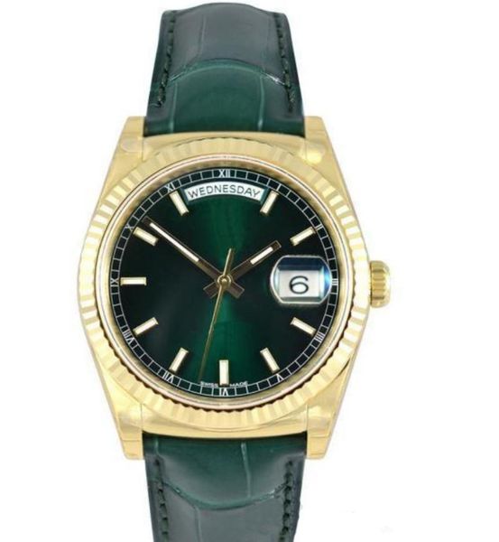 wristwatches brand men sweep automatic movement mechanical green leather daydate yellow gold sapphire original clasp gents watches 36mm, Slivery;brown
wristwatches brand men sweep automatic movement mechanical green leather daydate yellow gold sapphire original clasp gents watches 36mm, Slivery;brown