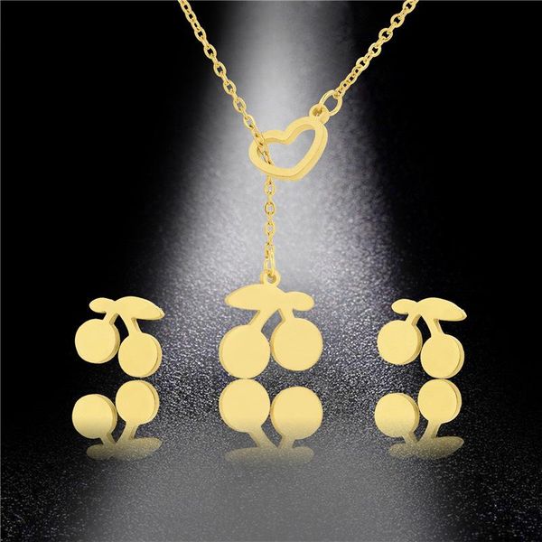 earrings & necklace 2021 arrival trendy sweet fruit necklaces stainless steel hollow heart cherry blossoms choker for women jewelry, Silver
earrings & necklace 2021 arrival trendy sweet fruit necklaces stainless steel hollow heart cherry blossoms choker for women jewelry, Silver