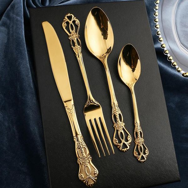 dinnerware sets european style hollow embossed four-piece set cutlery tableware retro spoon fork knife luxury carving
dinnerware sets european style hollow embossed four-piece set cutlery tableware retro spoon fork knife luxury carving