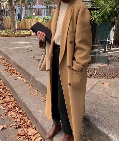 women's wool & blends dress 2021 winter of double-sided female double-breasted coat woollen cashmere lengthened manufacturers selling, Black
women's wool & blends dress 2021 winter of double-sided female double-breasted coat woollen cashmere lengthened manufacturers selling, Black