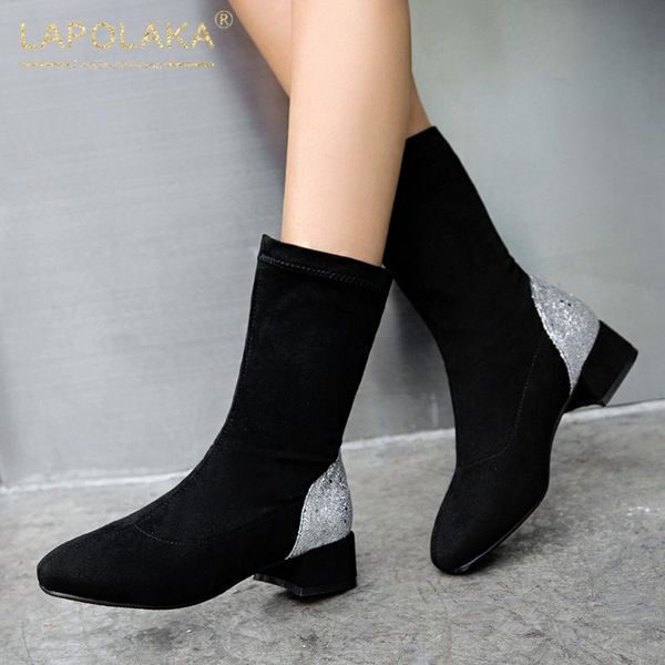 boots lapolaka 2021 fashion large size 43 thick heels mid calf woman shoes slip on bling ins ladies female, Black
boots lapolaka 2021 fashion large size 43 thick heels mid calf woman shoes slip on bling ins ladies female, Black