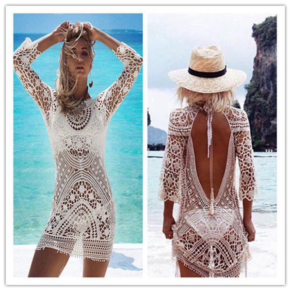 bather women swimsuit beach cover bikini dress swim up for bathing suit dresses blockbuster knitted hollow crocheted flower back, White;black
bather women swimsuit beach cover bikini dress swim up for bathing suit dresses blockbuster knitted hollow crocheted flower back, White;black