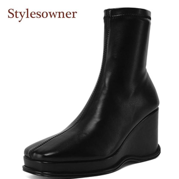 boots thick-soled height increasing side zip woman all-match fashion retro square toe wedges short ankle 2021 arrivial, Black
boots thick-soled height increasing side zip woman all-match fashion retro square toe wedges short ankle 2021 arrivial, Black