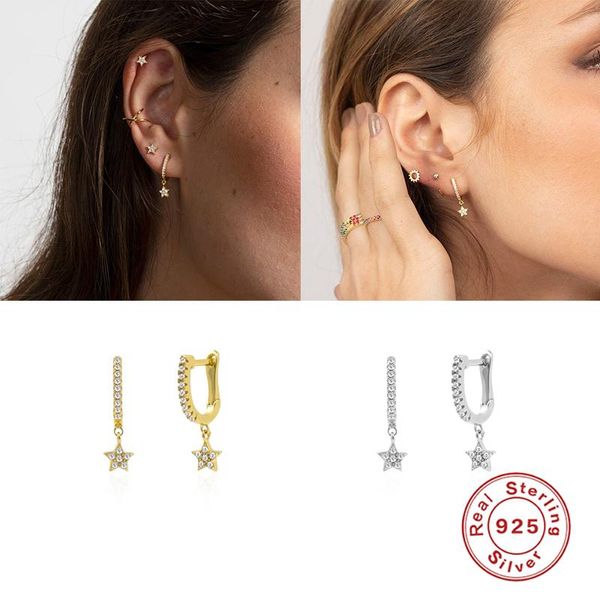 hoop & huggie aide bling u-shape earrings for women girls pendant stars zircon crystals wedding ornaments 925 sterling silver jewelry, Golden;silver
hoop & huggie aide bling u-shape earrings for women girls pendant stars zircon crystals wedding ornaments 925 sterling silver jewelry, Golden;silver