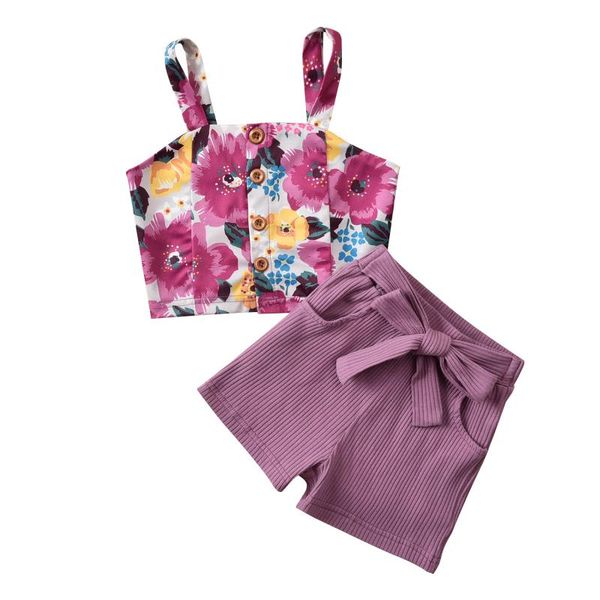 clothing sets little girls ribbed set spaghetti straps flower print button and short pants 2-piece suit, White
clothing sets little girls ribbed set spaghetti straps flower print button and short pants 2-piece suit, White