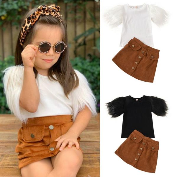 clothing sets 2021 2-8y fashion summer children kids girls fur shorts sleeve t-shirts +corduroy button skirt casual outfits, White
clothing sets 2021 2-8y fashion summer children kids girls fur shorts sleeve t-shirts +corduroy button skirt casual outfits, White