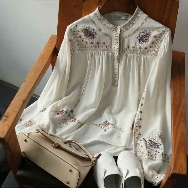 women's blouses & shirts surufeng chic button embroidery floral shirt stand collar all-match femme blusas lantern sleeve women loose 3x, White
women's blouses & shirts surufeng chic button embroidery floral shirt stand collar all-match femme blusas lantern sleeve women loose 3x, White