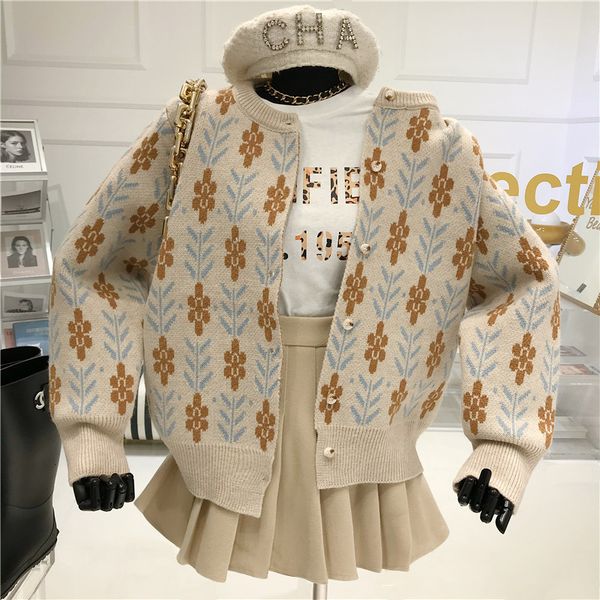 retro floral temperature single breasted cardigan spring loose sweater jacket jbe7, White;black
retro floral temperature single breasted cardigan spring loose sweater jacket jbe7, White;black