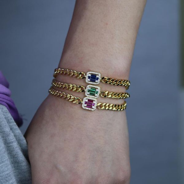 link, chain 5mm punk gold color miami link bracelet with blue green red cz paved charm chunky curb cuban jewelry, Black
link, chain 5mm punk gold color miami link bracelet with blue green red cz paved charm chunky curb cuban jewelry, Black