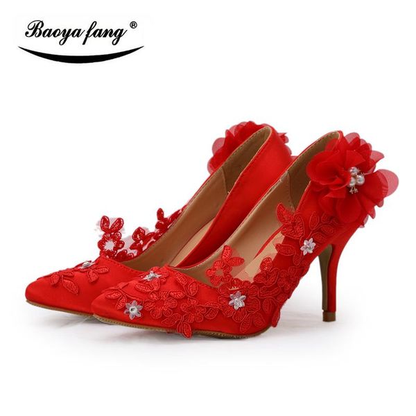 dress shoes baoyafang red flower womens wedding pointed toe woman 8cm thin heel female ladies party, Black
dress shoes baoyafang red flower womens wedding pointed toe woman 8cm thin heel female ladies party, Black
