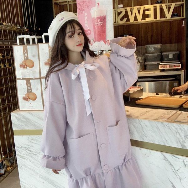 women's wool & blends warm coat women vinter sweet bow patchwork trench long female casual button japanese style kawaii thick coats, Black
women's wool & blends warm coat women vinter sweet bow patchwork trench long female casual button japanese style kawaii thick coats, Black
