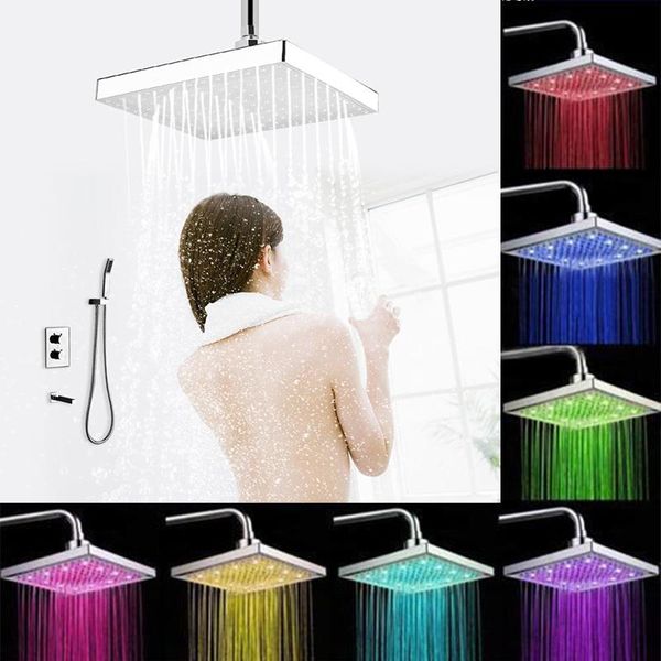 8" inch square chrome face rainfall led shower head 7 colors changing romantic light home bathroom shower head
8" inch square chrome face rainfall led shower head 7 colors changing romantic light home bathroom shower head