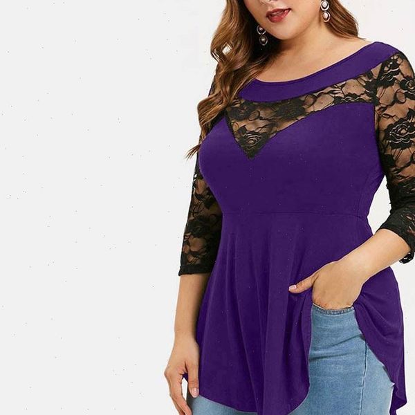 plus size women blouse solid floral lace o neck asymmetric three quarter ladies summer fashion females loose blouse g8, White
plus size women blouse solid floral lace o neck asymmetric three quarter ladies summer fashion females loose blouse g8, White