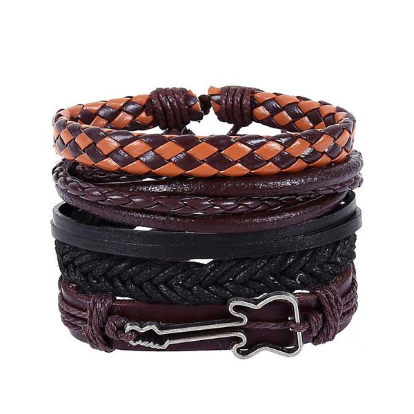 charm bracelets 4pcs/set hippie punk black dark brown orange leather musical guitar cord knots layers wrap wide bracelet bangle for man, Golden;silver
charm bracelets 4pcs/set hippie punk black dark brown orange leather musical guitar cord knots layers wrap wide bracelet bangle for man, Golden;silver