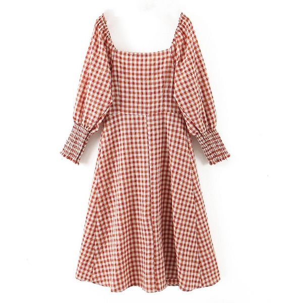 2021 autumn chic check plaid long sleeve dress vintage woman square collar ruched slim waist buttons midi long shirt dresses, White
2021 autumn chic check plaid long sleeve dress vintage woman square collar ruched slim waist buttons midi long shirt dresses, White