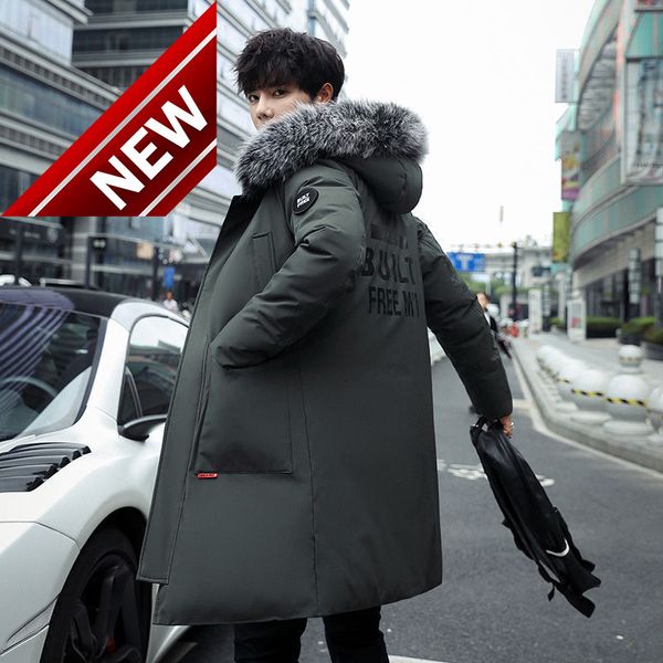 long fashion mens down jackets fur collar hooded solid color parka winter thicken warm outdoor windproof thick coats male, Black
long fashion mens down jackets fur collar hooded solid color parka winter thicken warm outdoor windproof thick coats male, Black