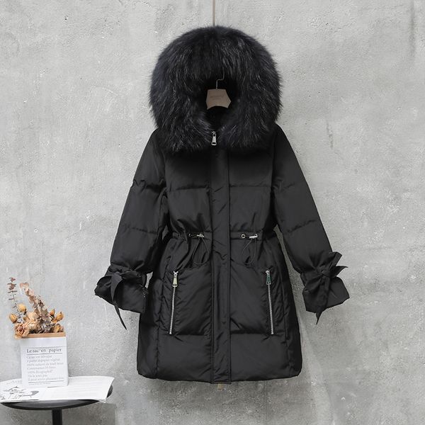 2021 new winter jacket large artificial fur hooded 90% duck long parka streetwear loose white snow down coat outwear 9ba1, Black
2021 new winter jacket large artificial fur hooded 90% duck long parka streetwear loose white snow down coat outwear 9ba1, Black