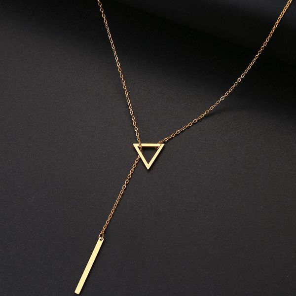 pendant necklaces for women innovation double long chain openwork triangle and baguette stainless steel necklace, Silver
pendant necklaces for women innovation double long chain openwork triangle and baguette stainless steel necklace, Silver