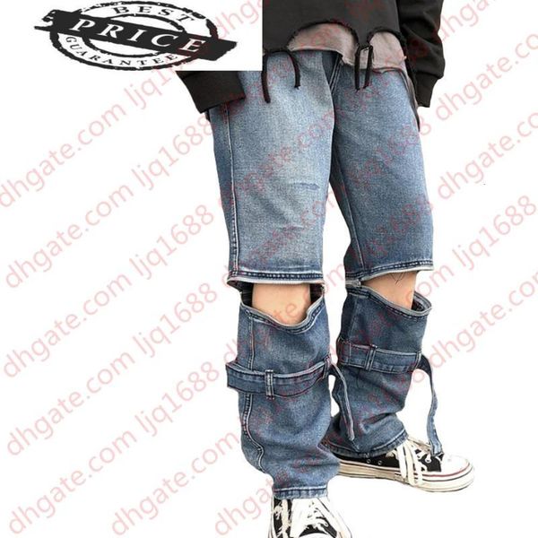 straight men's jeans loose zipper pant removable overalls trend high street wide leg men's denim pants 22287, Blue
straight men's jeans loose zipper pant removable overalls trend high street wide leg men's denim pants 22287, Blue