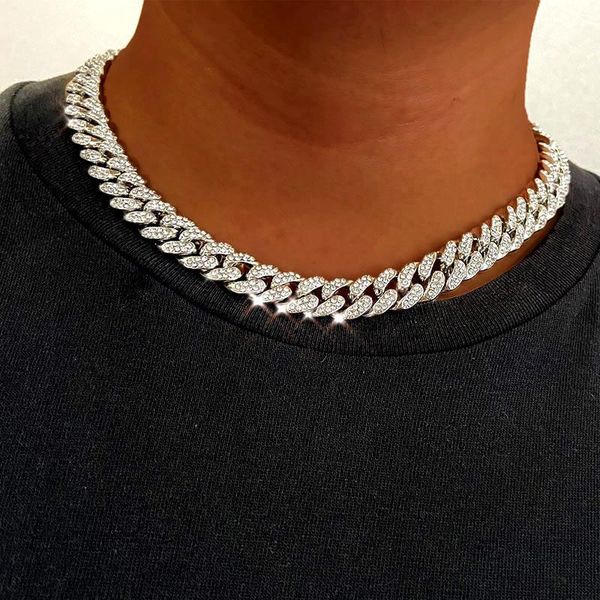 caraquet hip hop curb cuban rhinestone thick short choker necklace men simple chunky collar necklace 2021 fashion jewelry gift, Silver
caraquet hip hop curb cuban rhinestone thick short choker necklace men simple chunky collar necklace 2021 fashion jewelry gift, Silver