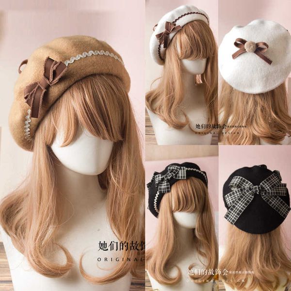 17 colors lolita berets wool blend hat cosplay women girls bow plaids stripe sailor style preppy chic college students cap cx200817, Black
17 colors lolita berets wool blend hat cosplay women girls bow plaids stripe sailor style preppy chic college students cap cx200817, Black