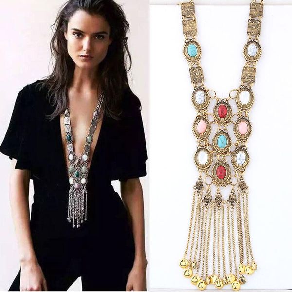 chains bohemian tassel long necklaces for women fashion vintage golden silver geometric round colorful stone chain jewelry
chains bohemian tassel long necklaces for women fashion vintage golden silver geometric round colorful stone chain jewelry